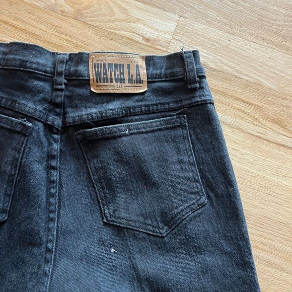 vintage 90s criss cross side lace vintage black jeans Watch LA size 19/20 USA - Picture 8 of 9